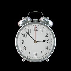 2:53 PM Vintage Steel Alarm Clock with Alloy Steel Body and Glass Twin Bell, Featuring Classic Analog Face with Detailed Hour and Minute Hands