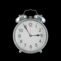 2:55 PM Vintage Steel Alarm Clock with Alloy Steel Body and Glass Twin Bell, Featuring Classic Analog Face with Detailed Hour and Minute Hands