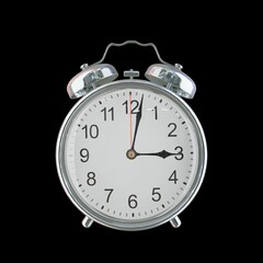 3:02 PM Vintage Steel Alarm Clock with Alloy Steel Body and Glass Twin Bell, Featuring Classic Analog Face with Detailed Hour and Minute Hands