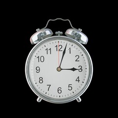 3:03 PM Vintage Steel Alarm Clock with Alloy Steel Body and Glass Twin Bell, Featuring Classic Analog Face with Detailed Hour and Minute Hands