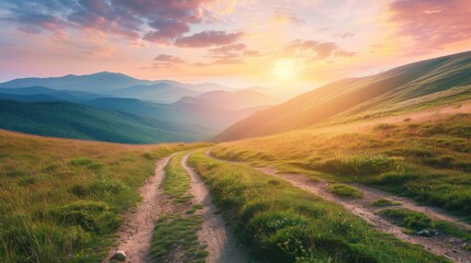 Mountain Path at Sunset