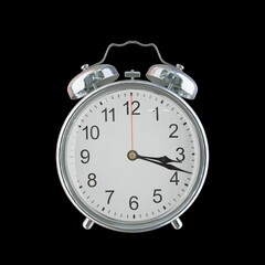 3:18 PM Vintage Steel Alarm Clock with Alloy Steel Body and Glass Twin Bell, Featuring Classic Analog Face with Detailed Hour and Minute Hands