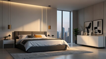 3d render of a contemporary room interior, modern, minimalist