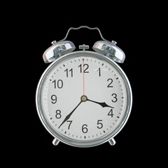 3:37 PM Vintage Steel Alarm Clock with Alloy Steel Body and Glass Twin Bell, Featuring Classic Analog Face with Detailed Hour and Minute Hands