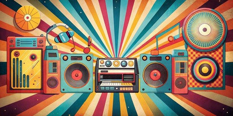 Obraz premium includes elements of music retro pop style image background