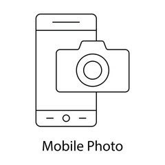 Mobile Photo Icon - Photography App, Mobile Camera, Digital Photos with editable stroke.