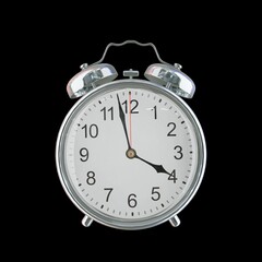 3:58 PM Vintage Steel Alarm Clock with Alloy Steel Body and Glass Twin Bell, Featuring Classic Analog Face with Detailed Hour and Minute Hands