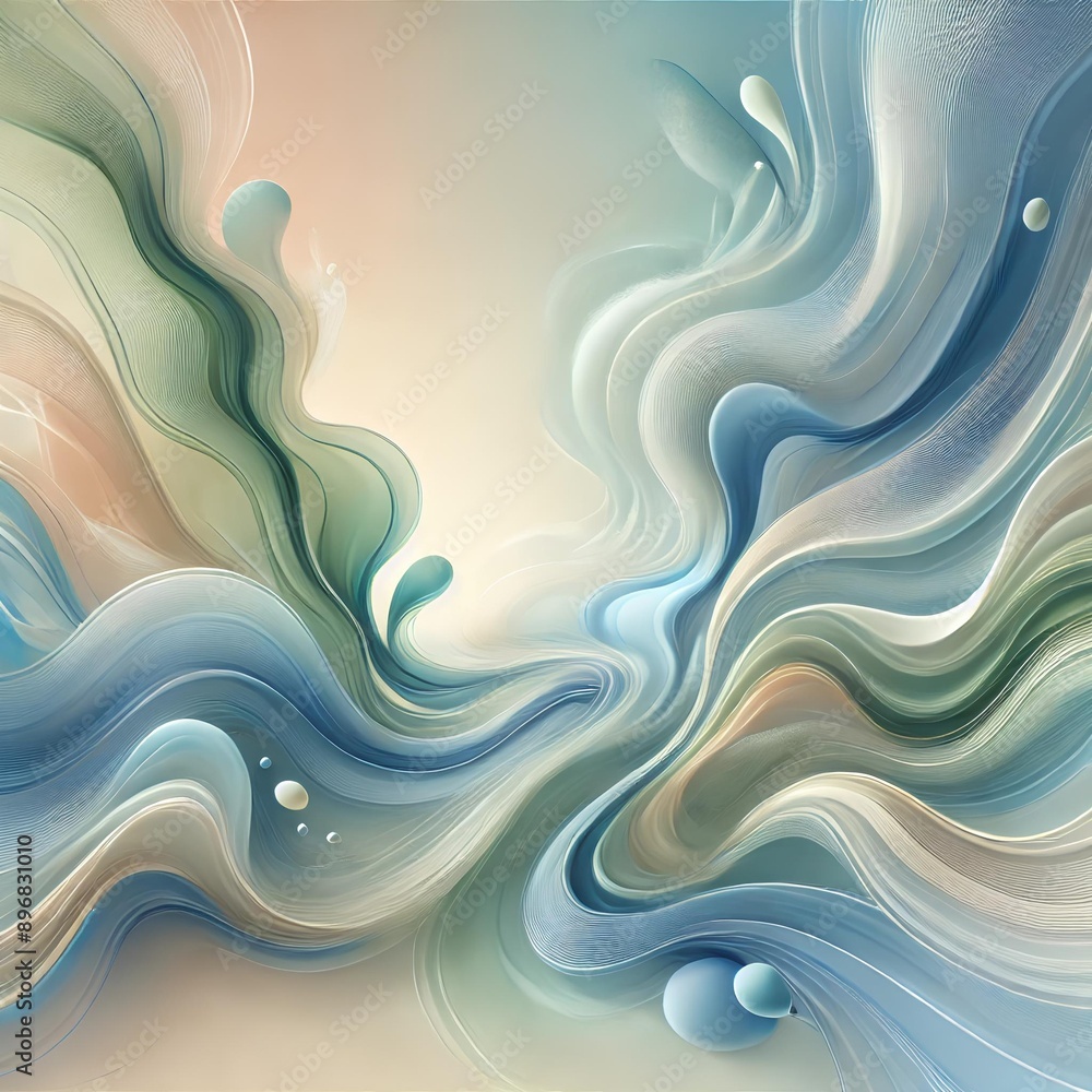 Wall mural Ethereal Waves of Tranquility: A Journey Through Serene Fluid Forms