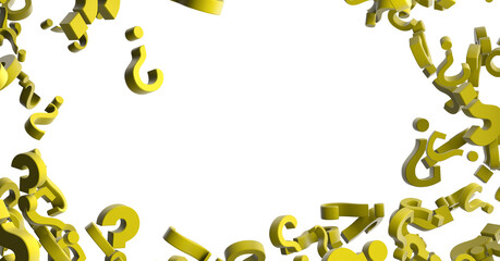 question marks on a plane, original