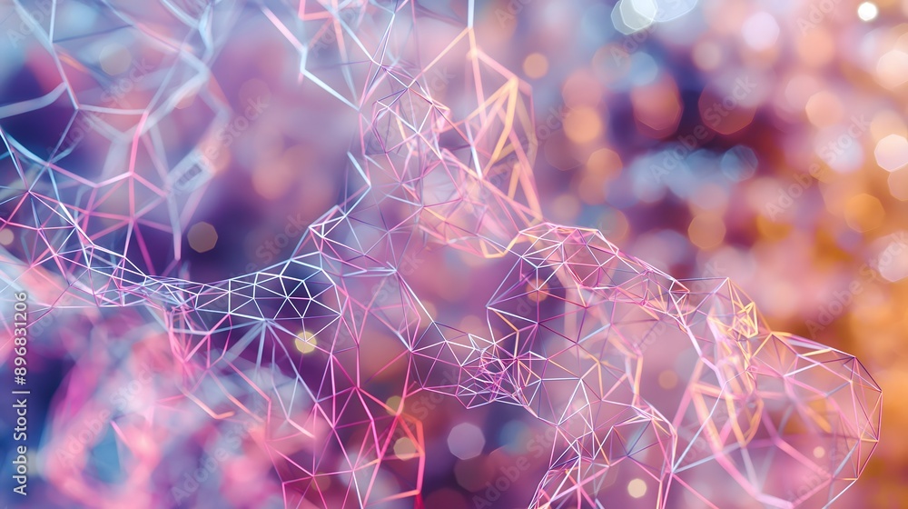 Poster 39. interconnected geometric shapes forming a complex network with gradients