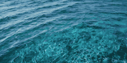 Abstract blue and white water ocean wave and curved line background. Blue wave with liquid fluid ocean texture. Ocean wave banner background.