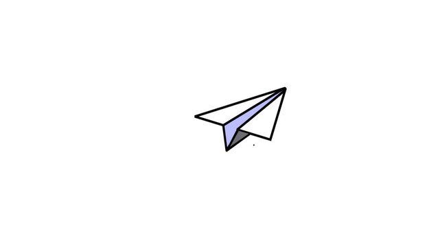paper airplane flying flat style illustration, animation video.