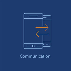 Mobile Communication Icon - Digital Messaging, Online Communication, Mobile Interaction with editable stroke.