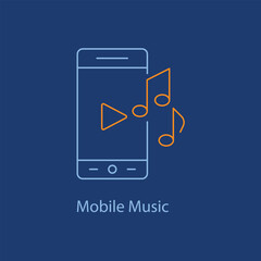 Mobile Music Icon - Music App, Mobile Audio, Digital Music with editable stroke.