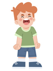 Boy throwing tantrums and screaming vector illustration