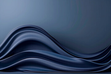 Obraz premium Abstract blue satin fabric waves on a dark background, symbolizing elegance and luxury. Generative AI
