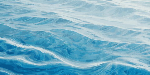 Obraz premium Watercolor surface ocean water wave, seamless blue water ocean wave background. Blue water ocean surfing wave.