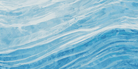 Obraz premium Vector watercolor ocean wave line blue and white background. Ocean sea art with natural template. Seamless soft blue ocean pattern wave water background.