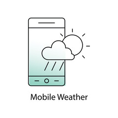 Mobile Weather Icon - Weather App, Mobile Forecast, Weather Updates with editable stroke.