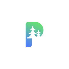 Letter P Pine Logo vector. Pine Icon