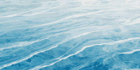Watercolor surface ocean water wave, seamless blue water ocean wave background. Blue water ocean surfing wave.