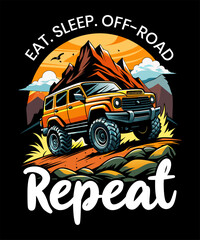 Off-road Car T-Shirt Design Vector Art & Illustration