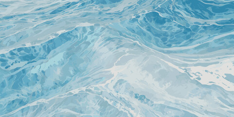 Watercolor surface ocean water wave, seamless blue water ocean wave background. Blue water ocean surfing wave.