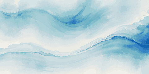 Beautiful soft blue sea water, ocean wave background. Soft blue and white hand printed creative marble texture ocean background.