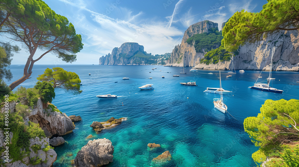 Wall mural Capri Island on a beautiful summer day in Italy