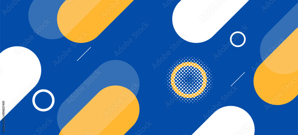 Aufkleber blue and yellow geometric abstract shape background with element style template design