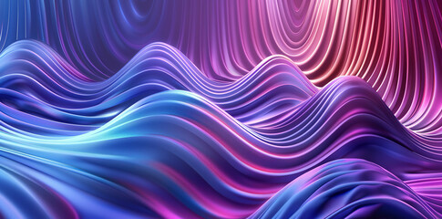 Fototapeta premium 3d render of abstract background with colorful wavy lines on purple and blue colors