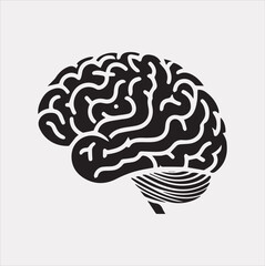 A Brain black & white silhouette vector on a white background