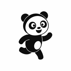 Fototapeta premium Cute panda running Silhouette white background.
