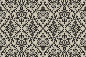 Ikat tribal Indian seamless pattern. Ethnic Aztec fabric carpet mandala ornament native boho chevron textile.Geometric African American oriental traditional vector illustrations. Embroidery style.