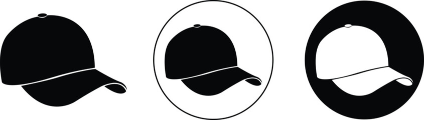 Set of Cap icons in trendy flat styles Casual textile styles accessory. Baseball hat sketch icons for web, mobile and infographics. Hand drawn baseball hat vectors isolated on transparent background.