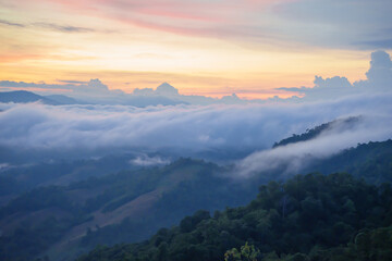 Sky and cloud concept Beautiful Blue sky and mountains. Beautiful Cumulus Cloud in the Bright Sky Background