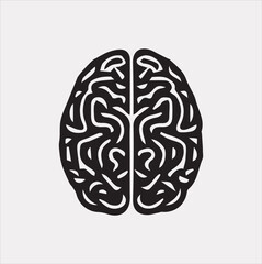 A Brain black & white silhouette vector on a white background