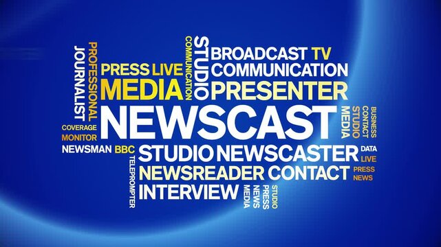 Newscast animated word cloud;text design animation tag kinetic typography seamless loop.