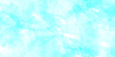 Soft white and blue watercolor texture Hand drawn paint of watercolor splashes and stains, Blue turquoise teal mint cyan white and blue watercolor vector background, shiny beautiful blue cloudy sky.