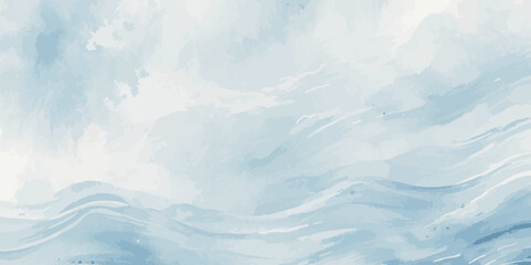 Vector watercolor ocean wave line blue and white background. Ocean sea art with natural template. Seamless soft blue ocean pattern wave water background.