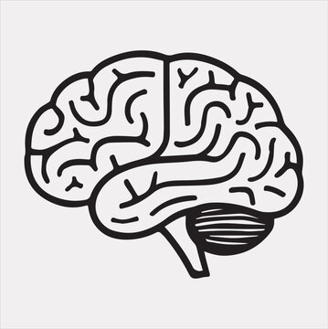recommend clip art: A Brain black & white silhouette vector on a white background