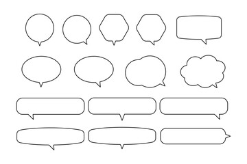 Set of line drawing speech bubbles