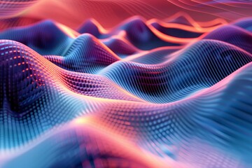Abstract wavy waves creating a dynamic and intricate pattern in this digital artwork, Experiment with perspective and depth to create a sense of infinity within digital waves