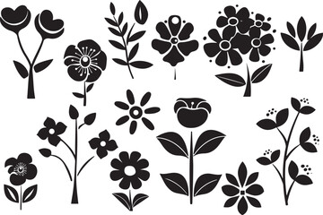 a collection of flower vector silhouette clipart 