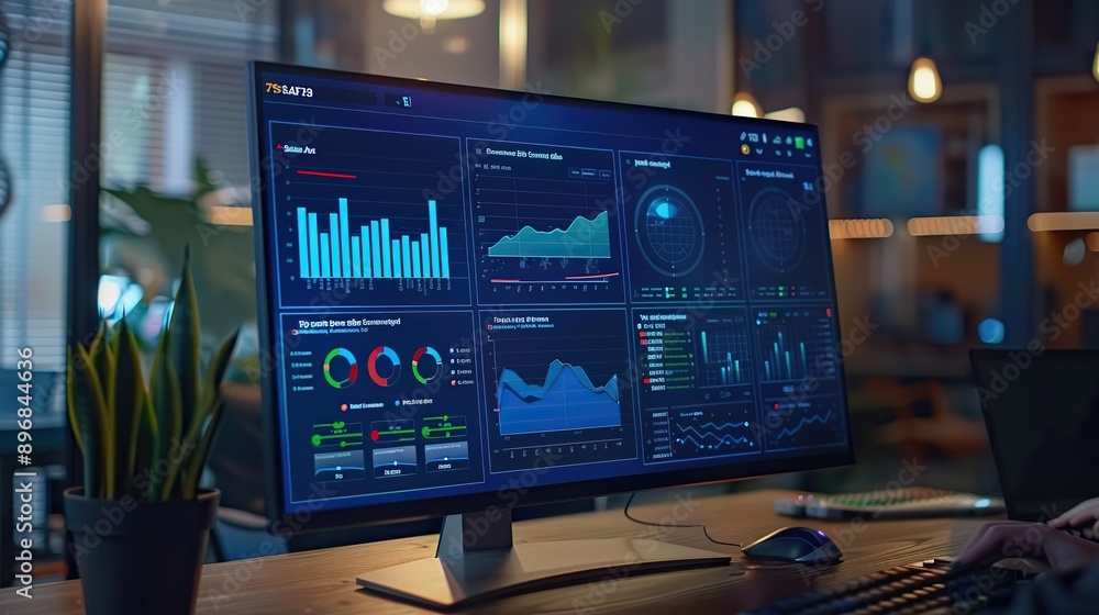 Poster data crm business analysis customer report computer technology dashboard system analyst. business cr