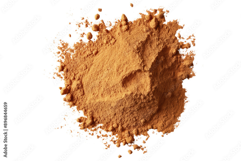 Wall mural cinnamon powder isolated on transparent white background, clipping path