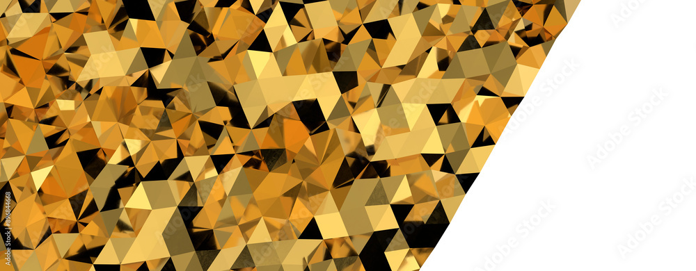 Poster abstract 3d render illustration,surface gold crystal geometric triangle and polygonal shapes templat
