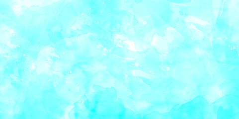 Soft white and blue watercolor texture Hand drawn paint of watercolor splashes and stains, Blue turquoise teal mint cyan white and blue watercolor vector background, shiny beautiful blue cloudy sky.
