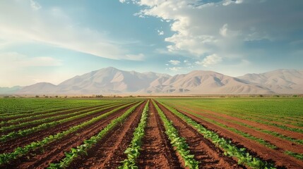 Desert farming innovations, limited water, thriving crops, Photo style