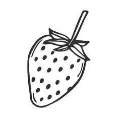 Strawberry vector line icon in doodle style. Symbol in simple design. Cartoon object hand drawn isolated on white background.